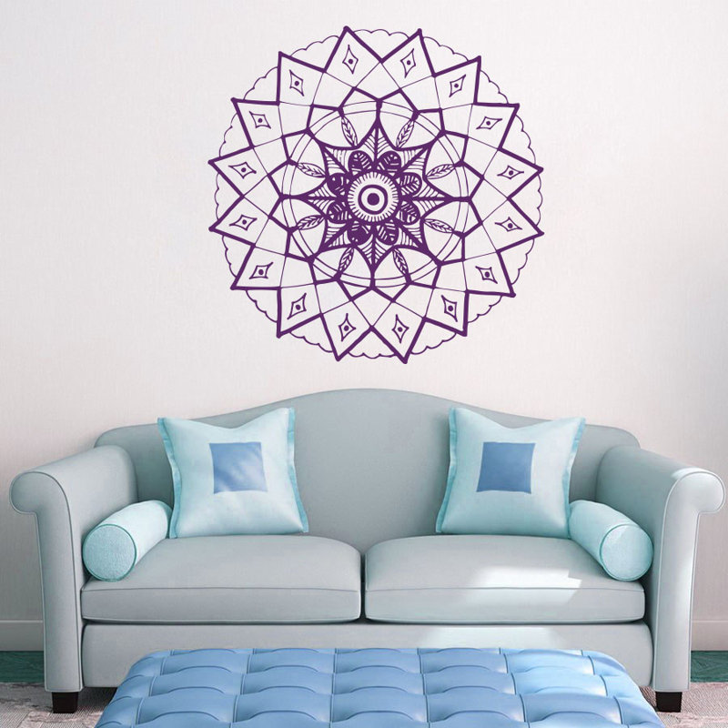 Adhésif décoratif mandala yoga, H 20 po x l 22 po, Violet