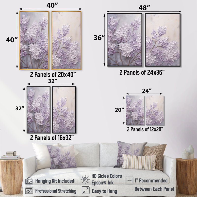 Kalvin - Mauve, reproduction d'art sur toile, H 36 po x l 48 po, Impression encadrée flottante, Noir