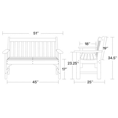 Poly 5-Piece Bench & Rocking Chair Set
