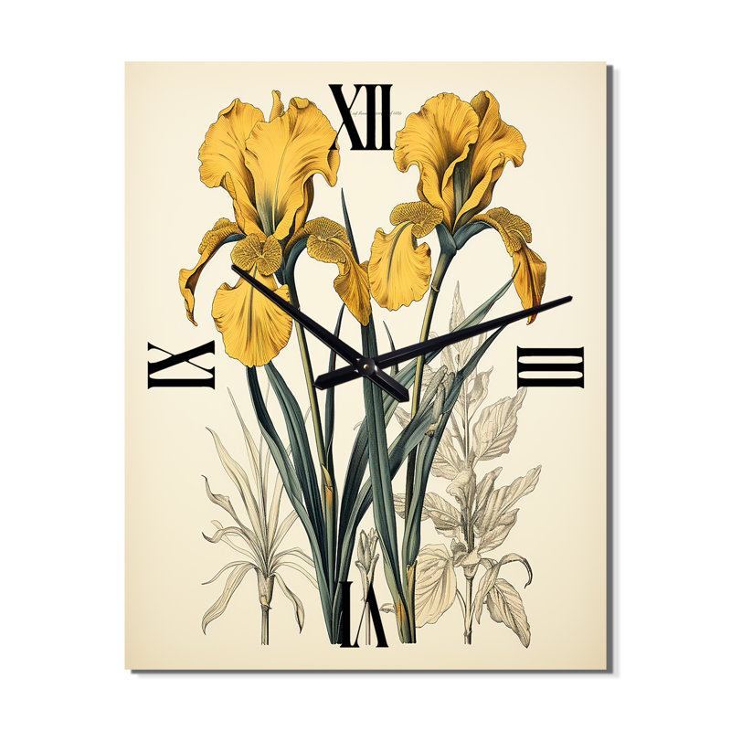 Illustration rétro - iris doré - horloge murale rétro, Grand