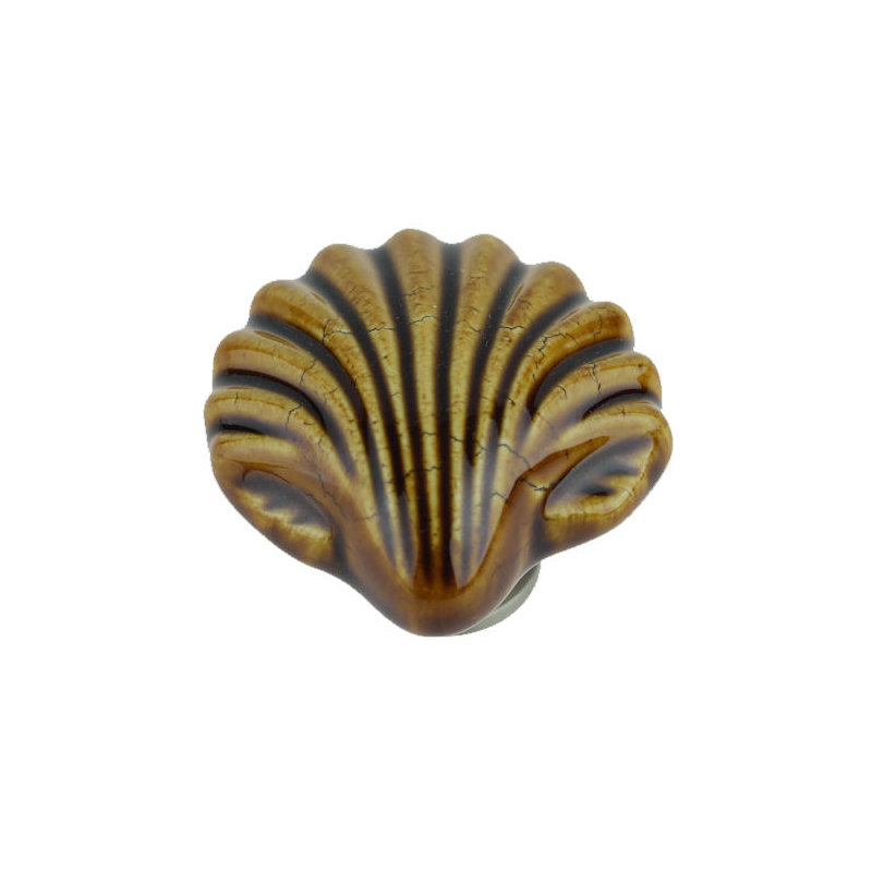 (5 Pack) Ceramic Shell Knob Glossy, Coffee Brown