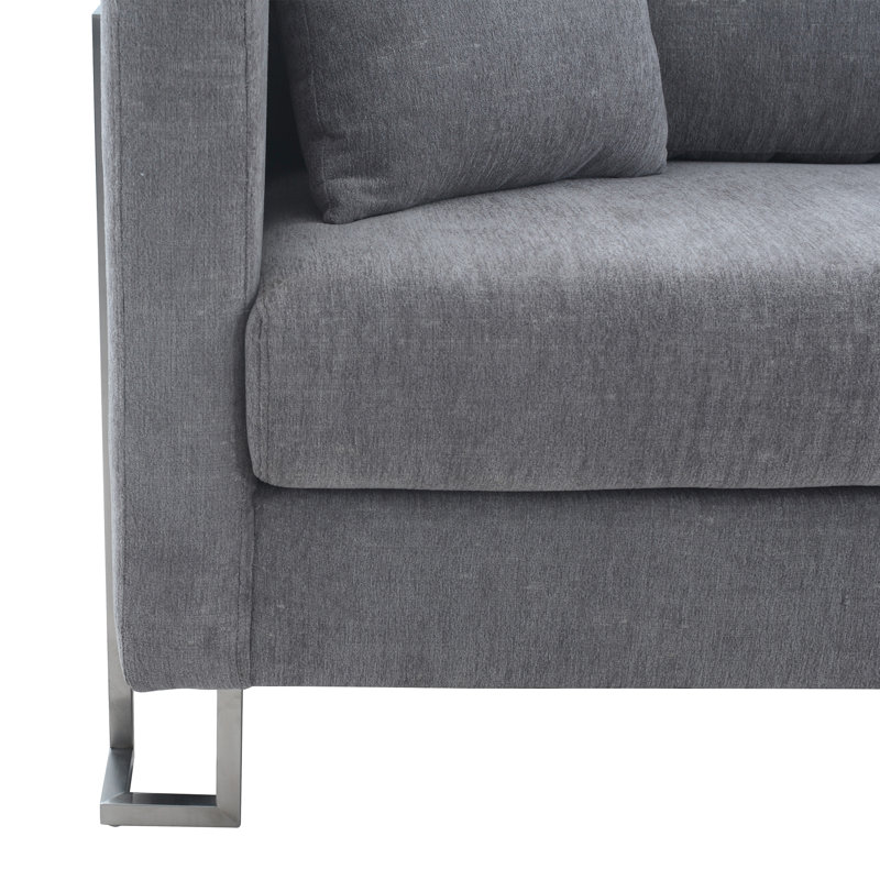 Canapé à accoudoirs carrés 91 po Euda, Polyester gris