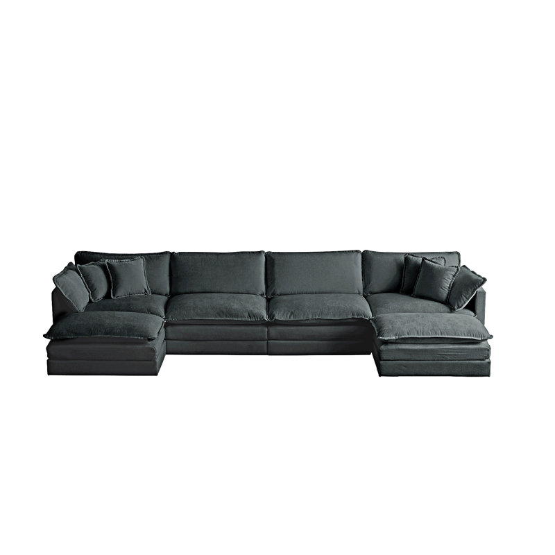 Modular Sectional Sofa With Ottomans, 33.03" H x 146.53" W x 35.03" D, 4