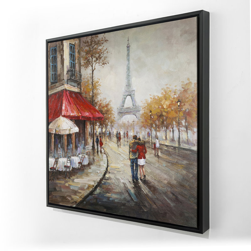 Couple Walking in Paris Street - Contemporary Canvas Art
