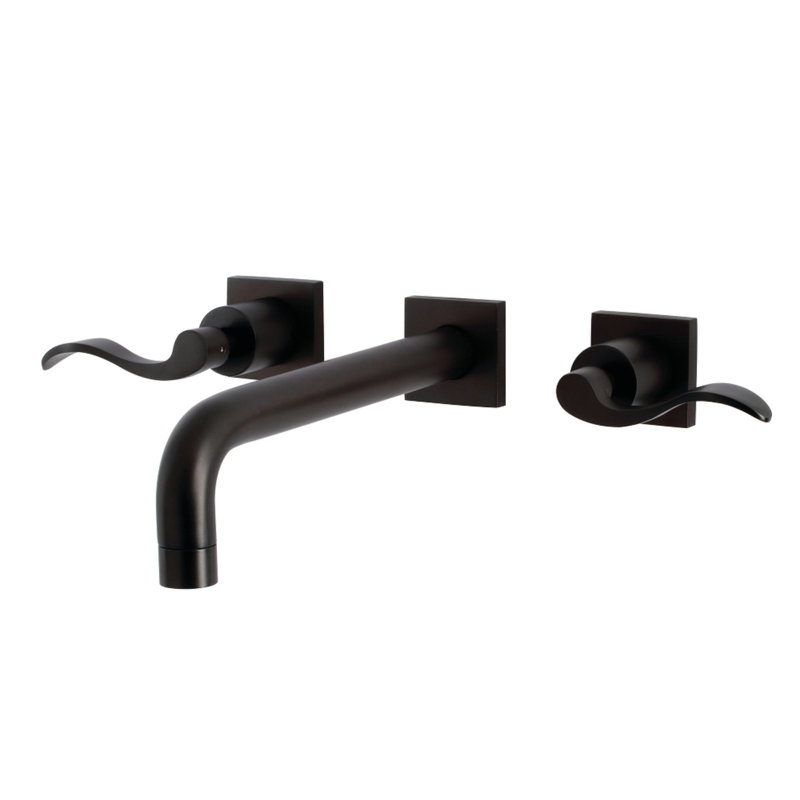Kingston Brass Manhattan Two-Handle 3-Hole Wall Mount Roman Tub Faucet, Oil Rubbed Bronze, Lever Tilde