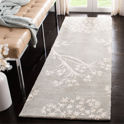 Hodgson Hand Tufted Wool/Viscose Floral Rug in Ivory/Slate