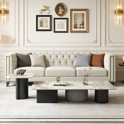 Modern Rectangle Home Slate Coffee Table Set