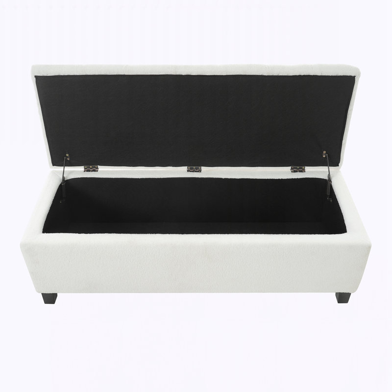 Banc repose-pieds avec rangement, Blanc