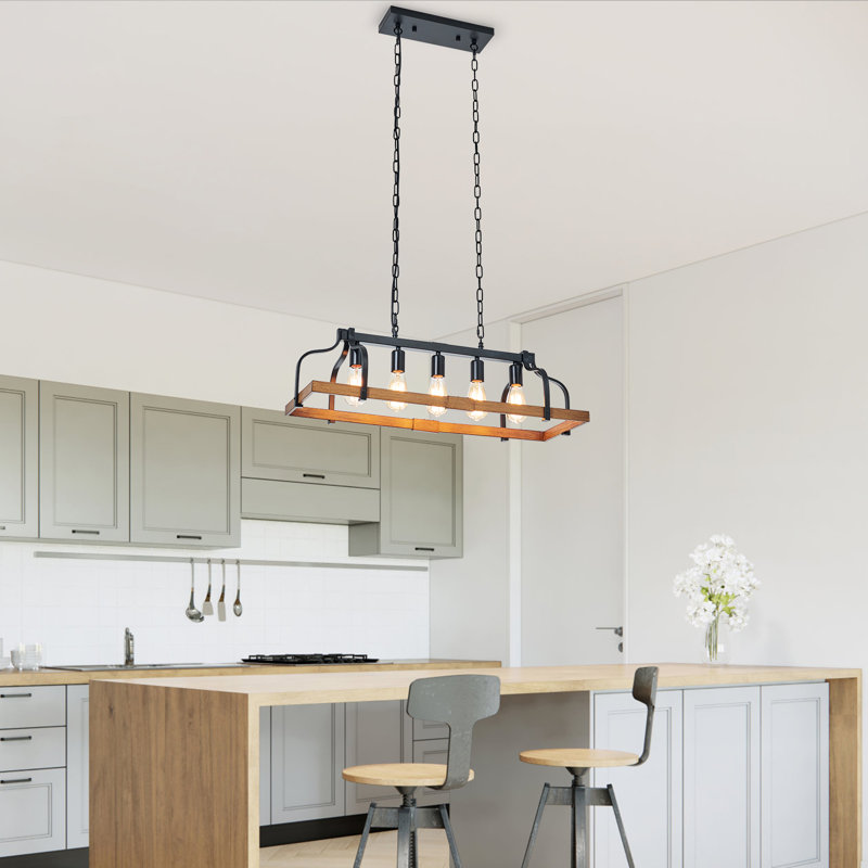 17.7 inch Wooden Farmhouse Chandelier