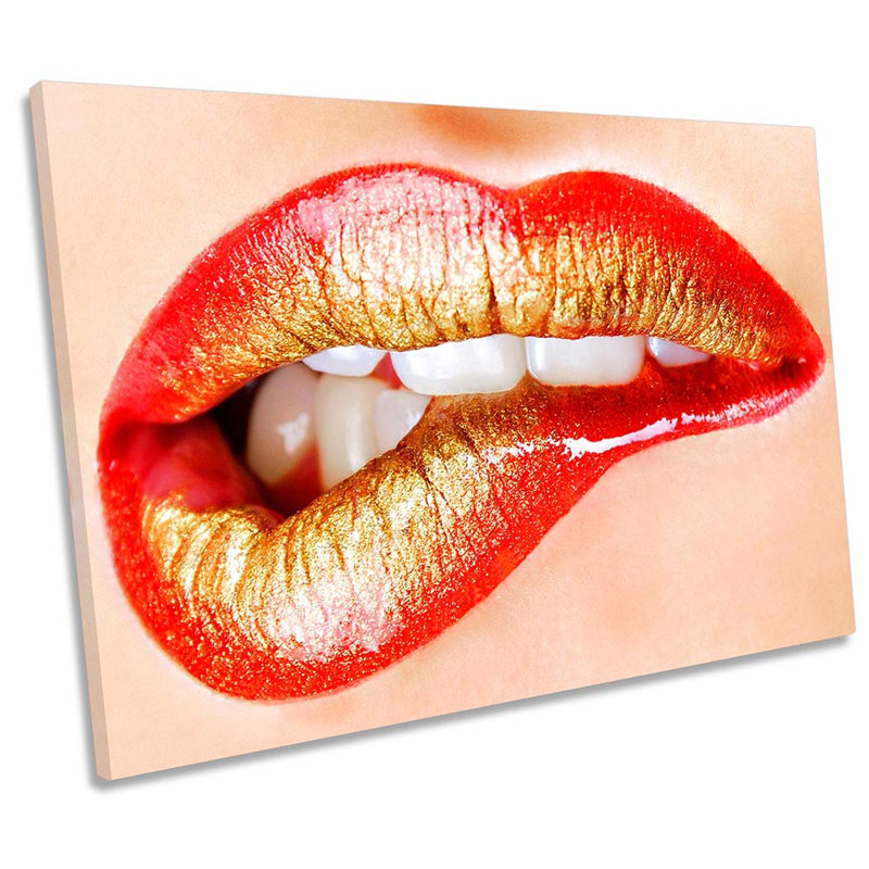 X5754 Lip Gloss Red Fashion - Wrapped Canvas Print, 81.3cm H x 121.9cm W