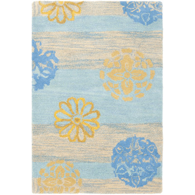 Tapis bleu / beige en laine touffeté à la main Chanler
