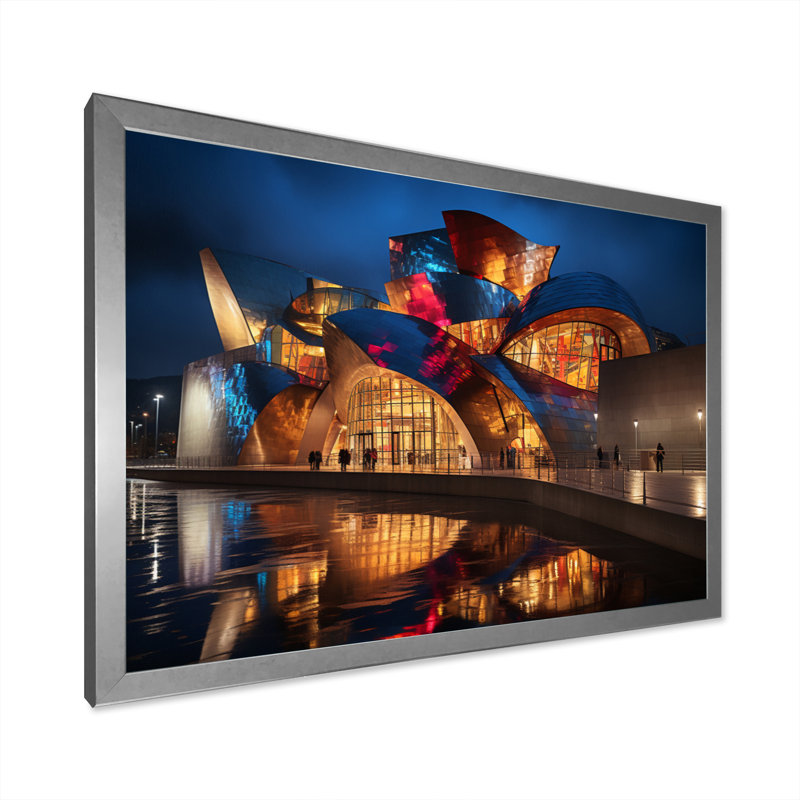 Espagne, musée Guggenheim, Bilbaoin IV sur toile, H 24 po x l 32 po x P 1 po, Cadre simple argenté