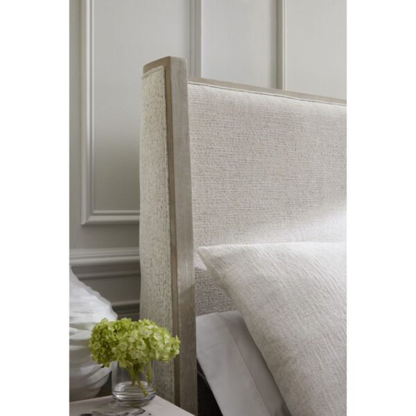 Warner Polyester Upholstered with Solid Poplar Beige Queen Bed, Queen