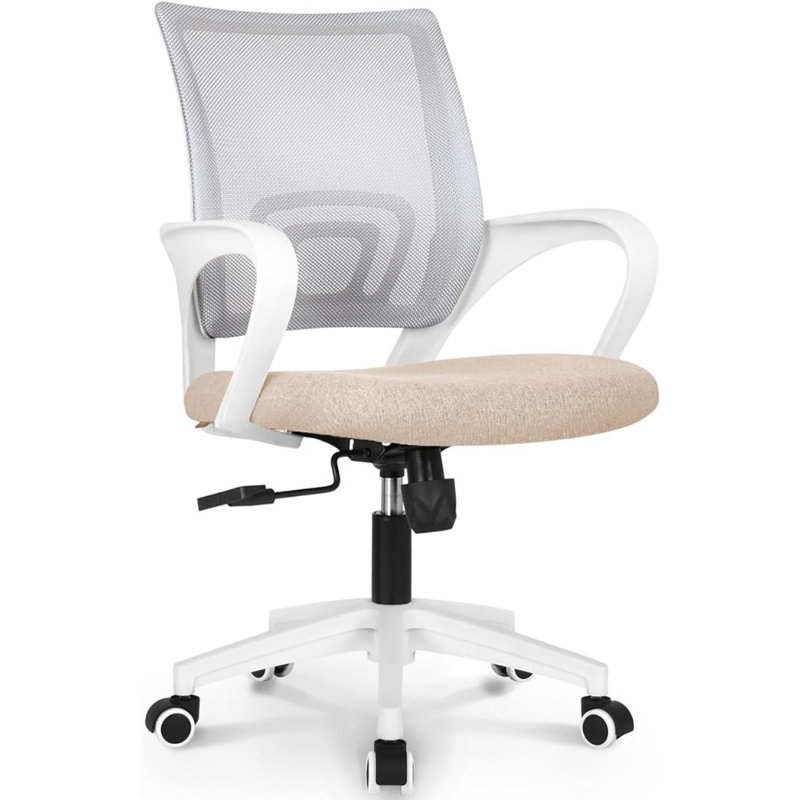 Ergonomic Mesh Commercial Use Office Task Chair, White/Beige, 1 - piece