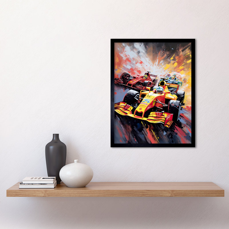 Langell Grand Prix Championship Cars Racing on Track 1 Piece Single Picture Frame Wall Art