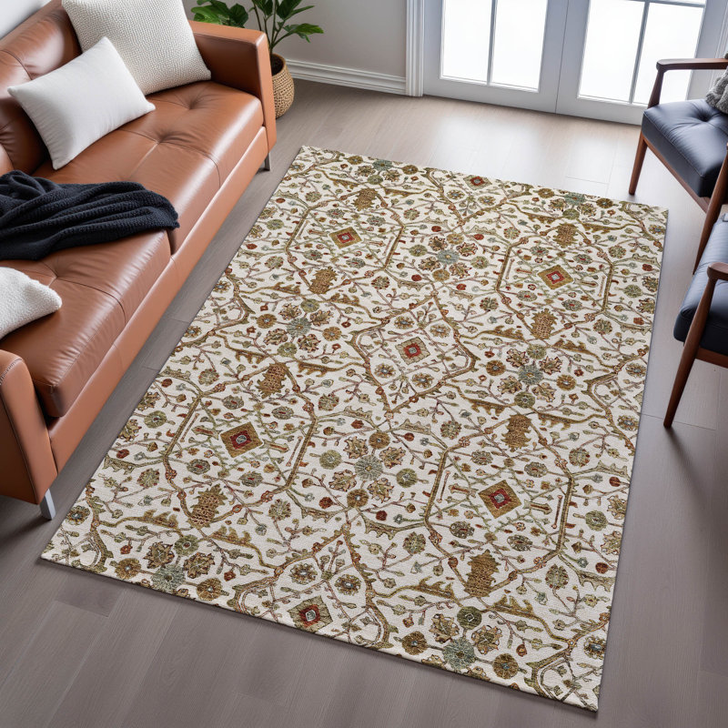 Premium Machine Washable Ducote AMF1130 Global Rug, Rectangle 5' x 7'6"