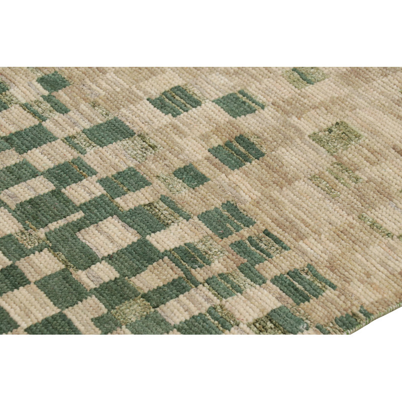 Moroccan Hand Knotted Geometric Area Rug, Rectangle 5' x 8'