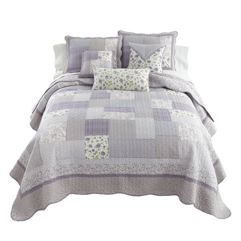 Donna Sharp Lavendar Rose Quilted Cotton Envelope Decor Pillow