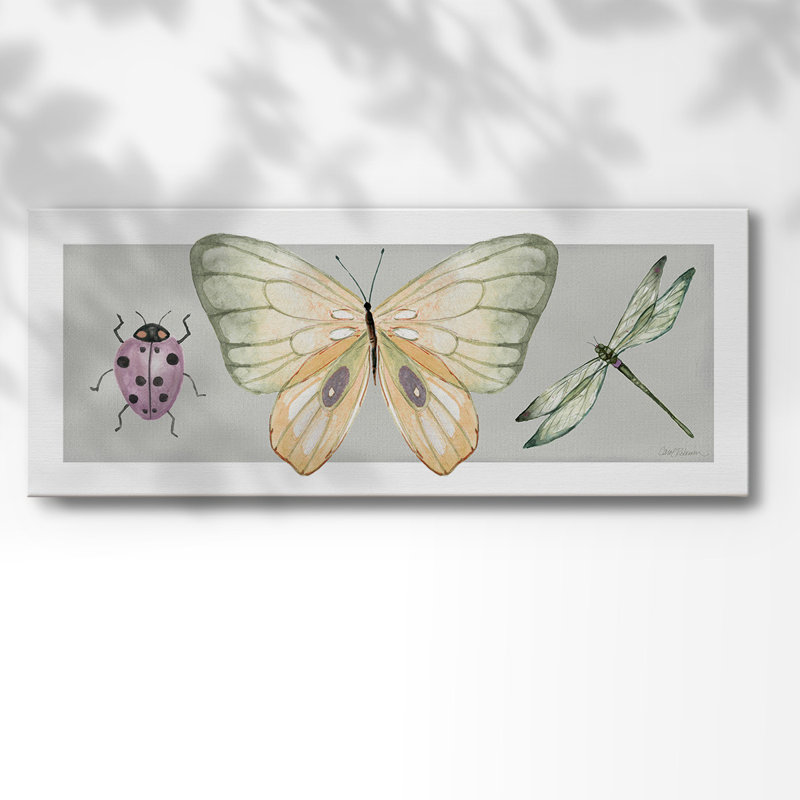 «Pretty Insectes I» sur toile, H 12 po x l 30 po x P 1,5 po