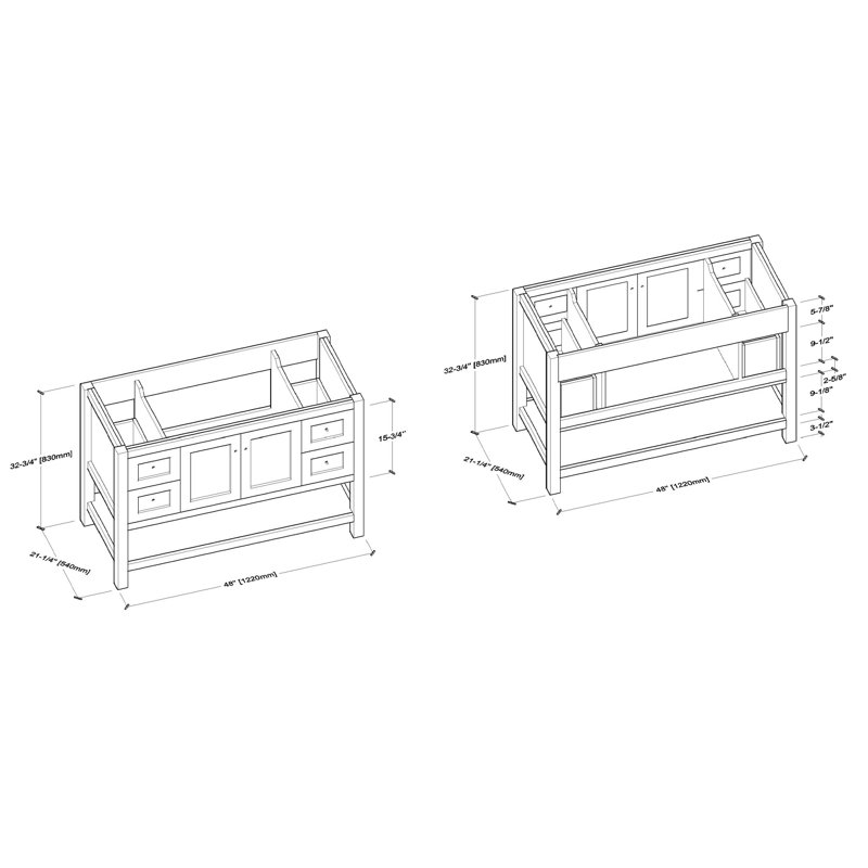 Ensemble de meuble-lavabo double 49" Mclawhorn, Bleu