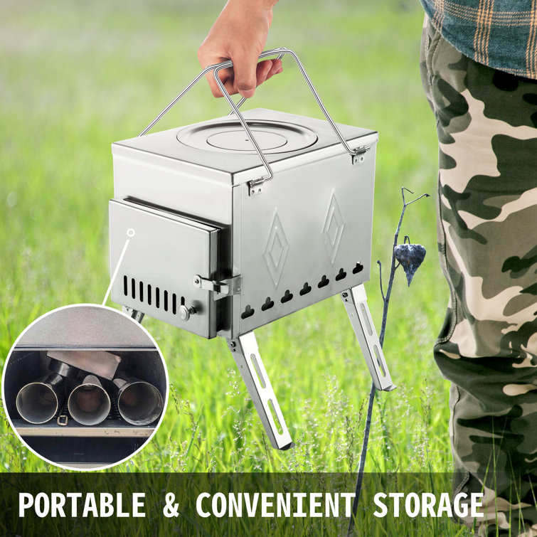 REDCAMP Wood Burning Camp Stove Folding Stainless Steel 304#, Small  Portable Backpacking Stove for Hiking Camping Survival BBQ