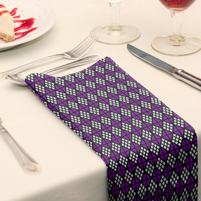 Polyester Geometric Square Napkin, 0.1" H x 22" W x 22" D, Cotton Twill, Purple