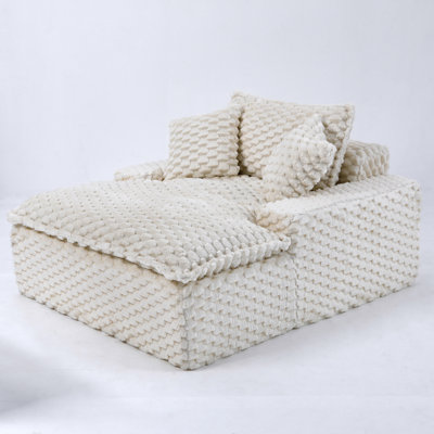 Oversized Loveseat – 51” Long, 3-Position Sofa, Soft Velvet Cushions, Cream & Black Color Options, Space-Saving Design