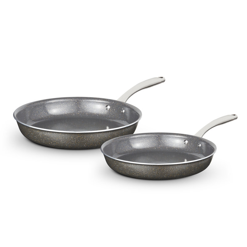 Tower T900202 Cerastone Pro Forged Aluminium 2 Piece Frying Pan Set with Riveted Steel Handles, Non-stick Coating, Graphite