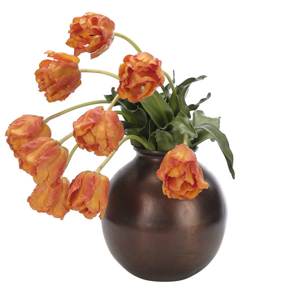 Real-Touch Tulip, Orange, Metal Jar, 18wx21dx20h