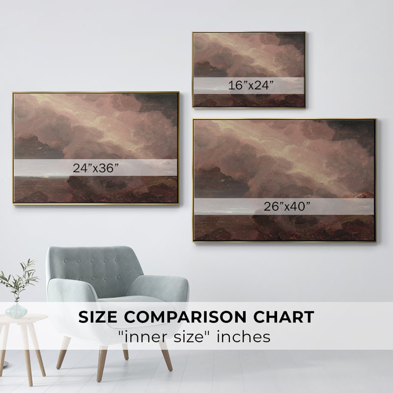 Paysage rétro - CCCLxx, Toile avec cadre flottant or, H 17 po x l 25 po x P 2 po