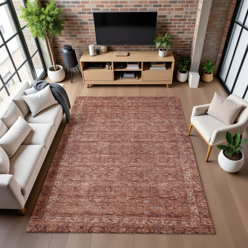 Premium Machine Washable Lubbers AMF1762 Border Rug, Rectangle 10' x 14'