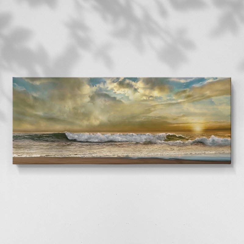 Vague du soir - Toile tendue avec châssis - Prêt à accrocher, H 12 po x l 30 po