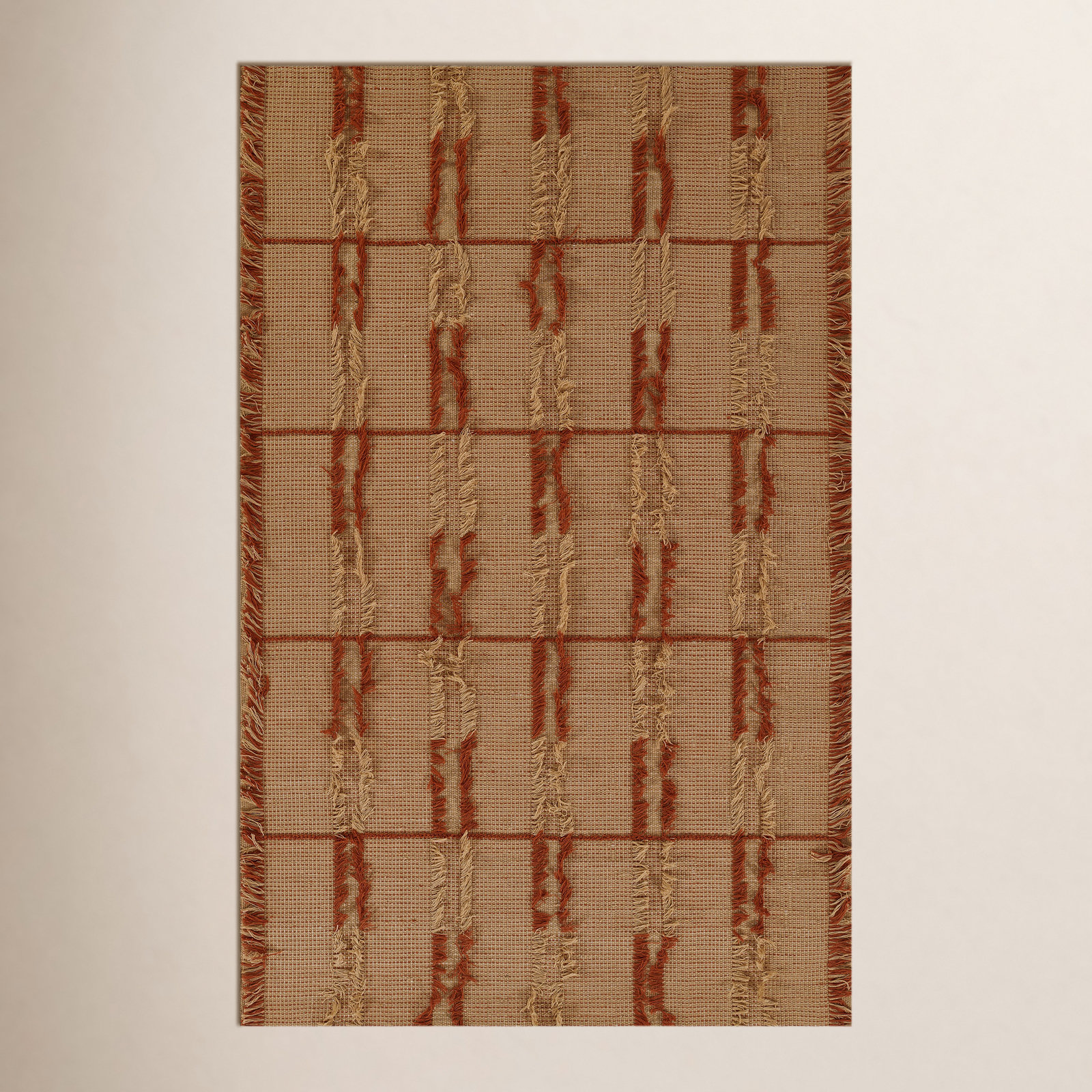 Celia Brown Hand-Woven Striped Wool Rug, Rectangle 8' x 10'