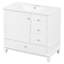Meuble-lavabo 36 po avec lavabo en céramique, panneau de fibres à densité moyenne et base en bois massif, 3 tiroirs et armoire avec tablettes-589117393