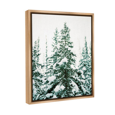 «Woodland Fir with Snow Floater Frame» par Justine Milton sur