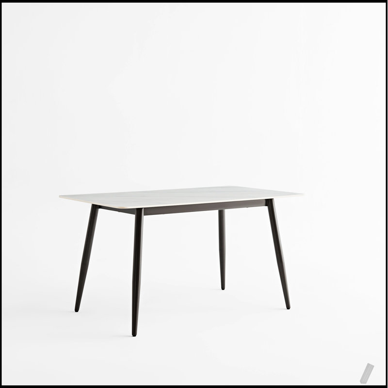 Stylish Rectangular White Porcelain Dining Table with Metal Legs, Perfect for Modern Kitchens and Dining Rooms, Seats up to 4 People(Table Only)