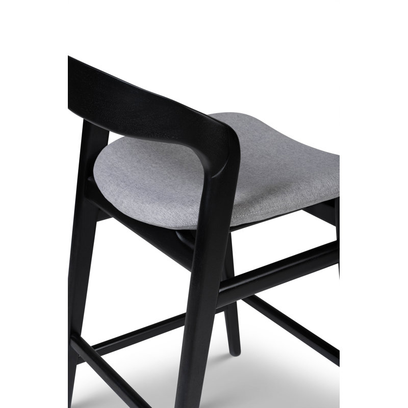 Modern Brazilian Velma Counter Stool, Essence Gray/Ebano Frame, Counter Stool (25.25" Seat Height)