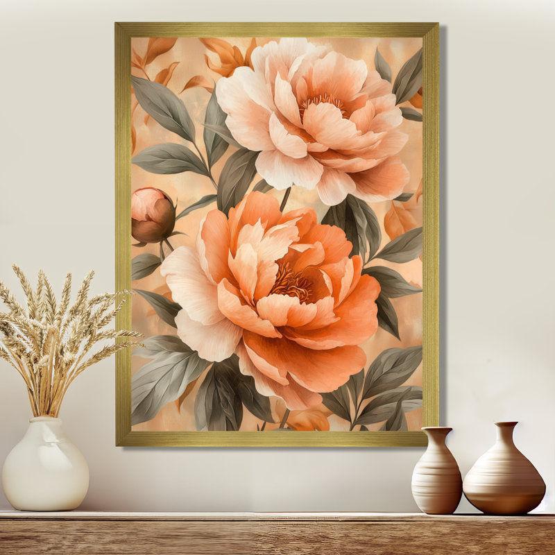 Irma - Floral Canvas Prints, 40" H x 30" W, Picture Framed, Gold
