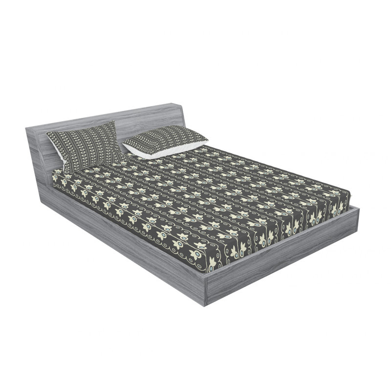 Microfiber Floral Sheet Set, Queen Sheet Set with Fitted Sheet
