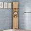 Meuble de rangement en coin triangulaire haut pour salle de bain, avec 2 portes, 3 tablettes ajustables et dispositif anti-basculement