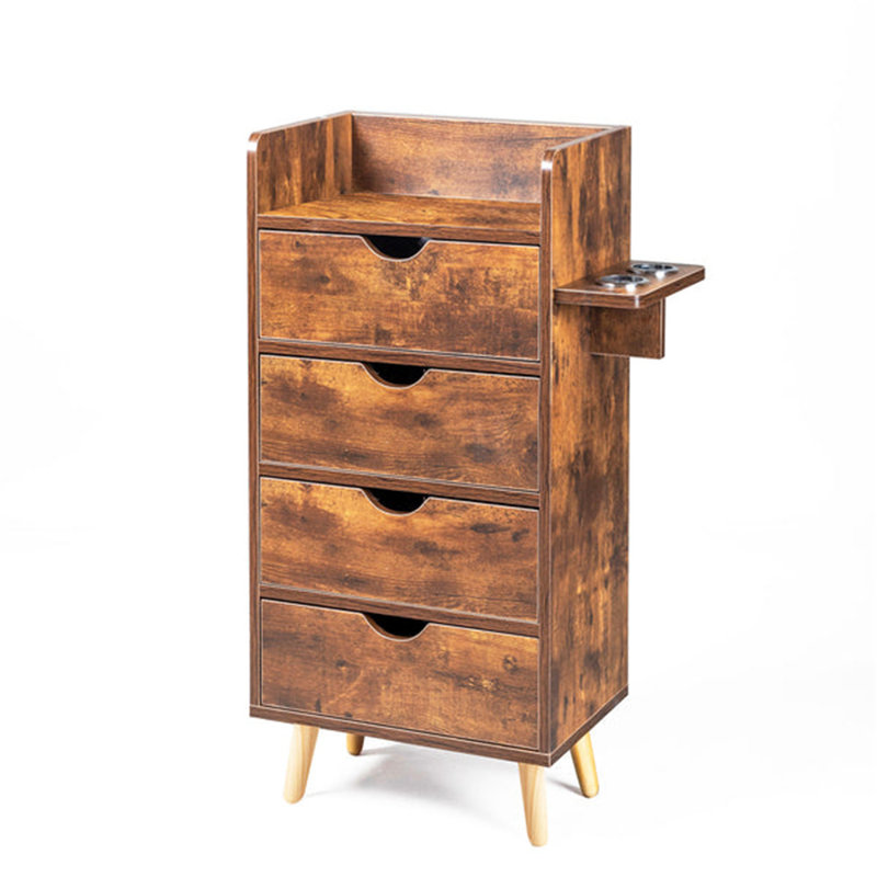 Rustic Brown 4-Layer Salon Styling Storage Station W/4 Drawers