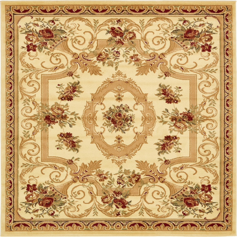 Debora Oriental Cream Area Rug, Cream, Square 3'1"