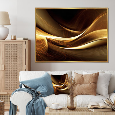 Gold Elegant Modern Sofa I - Abstract Modern Waves Framed Wall Art