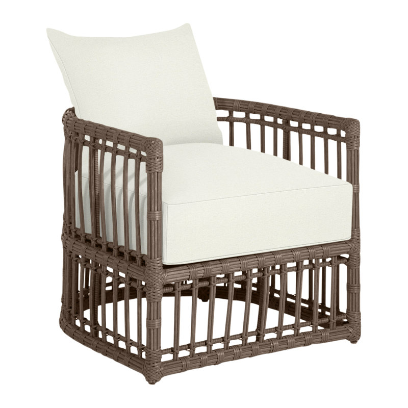 Newport Arm Chair with Cushions, Newport #66 Burlap, No Welt, Natural White