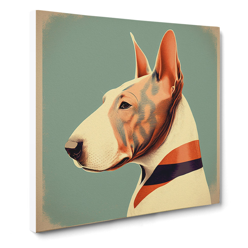 English Bull Terrier Retro - Wrapped Canvas, 50cm H x 50cm W x 3cm D