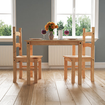 Doe 2 - Person Pine Solid Wood Dining Set