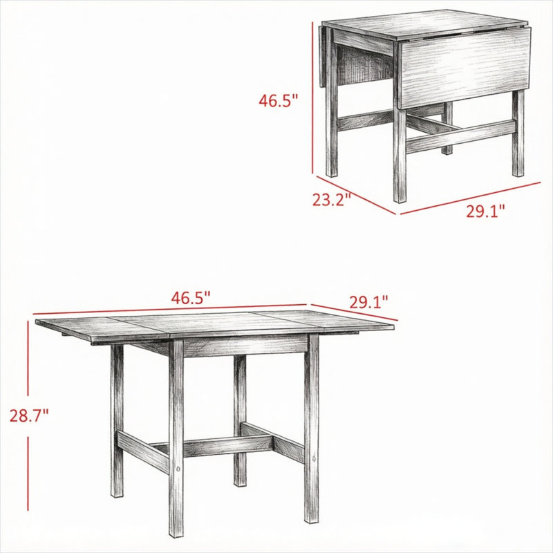 Table de salle à manger 4 places, pliable, dimensions 118 x 74 x 73 cm, fini noir profond