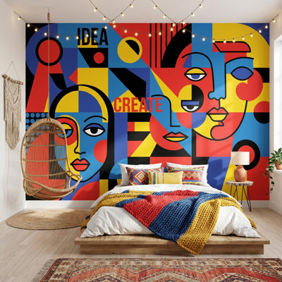 Papier peint géométrique abstrait Pop Art