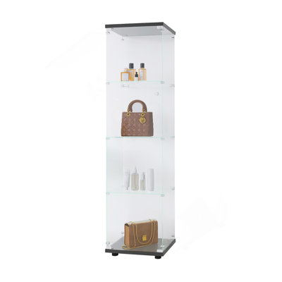 Tablettes vitrées en verre avec porte, bibliothèque sur pied pour le bureau de la chambre à coucher