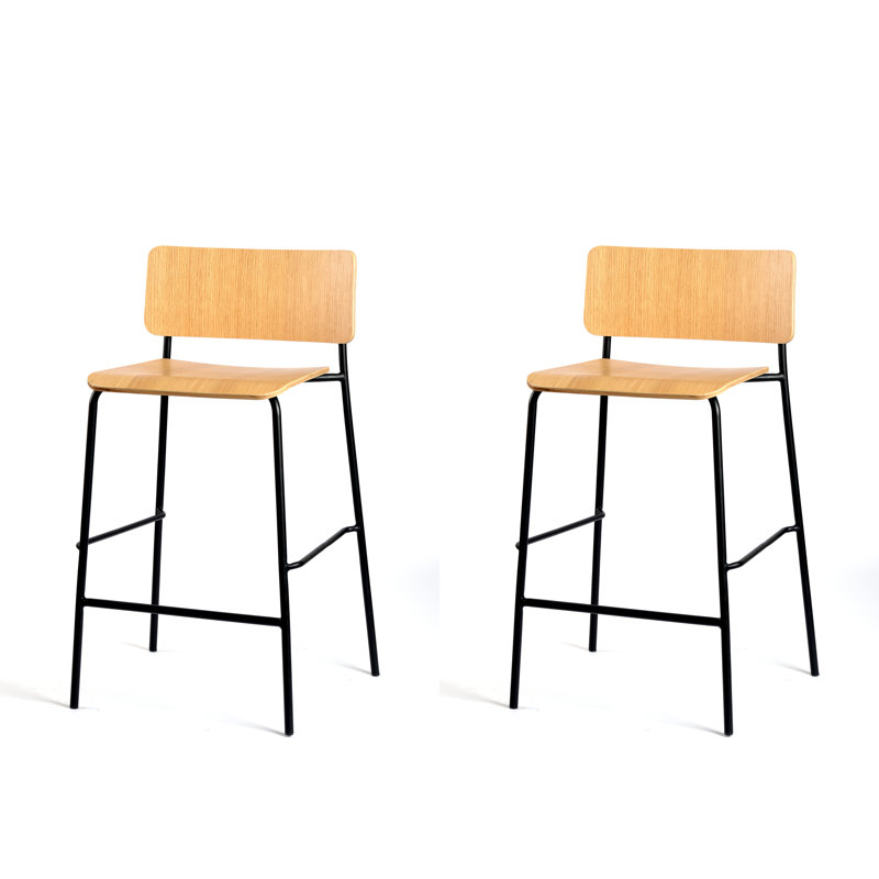 Mia Counter Stool with Metal Frame, Bar Stool (29.5" Seat Height), Natural Oak